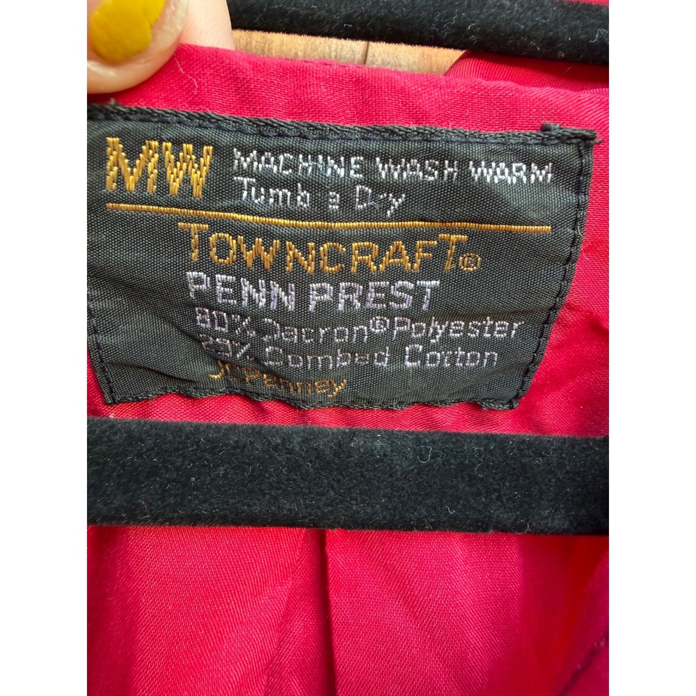 Vintage Towncraft Penn Prest Magenta red Dagger Collar Button Down Shirt Mens - Picture 2 of 3